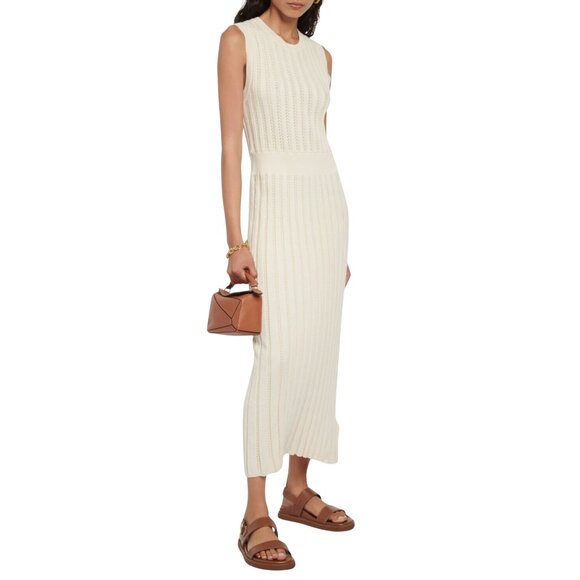 508. Varley Florian ribbed-knit maxi dress Cream $168 NWOT Small - Picture 1 of 5